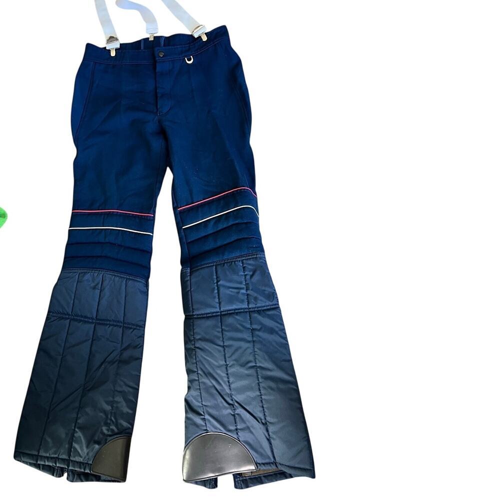 Vintage Europa Ski Bib, Men's Size 34, 1980's, Navy, Wool/Nylon, Winter, Snow